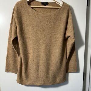 Charter Club Scoop Neck Shirttail 100% Cashmere Sweater - Camel Petite Large